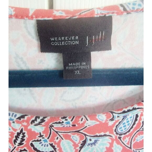 J. Jill Wearever XL Tank‎ Top Red Blue Stretch Sleeveless Paisley Floral Stretch - Picture 4 of 6